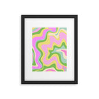 Pastel Retro Liquid Swirl Abstract Pattern Pink Green Yellow Framed Art Print Gallery Image 5