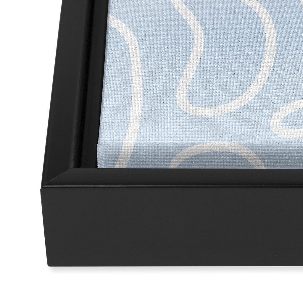 Pastel Squiggle Maze Abstract Minimalist Pale Light Blue Pattern Framed Canvas Print Gallery Image 3