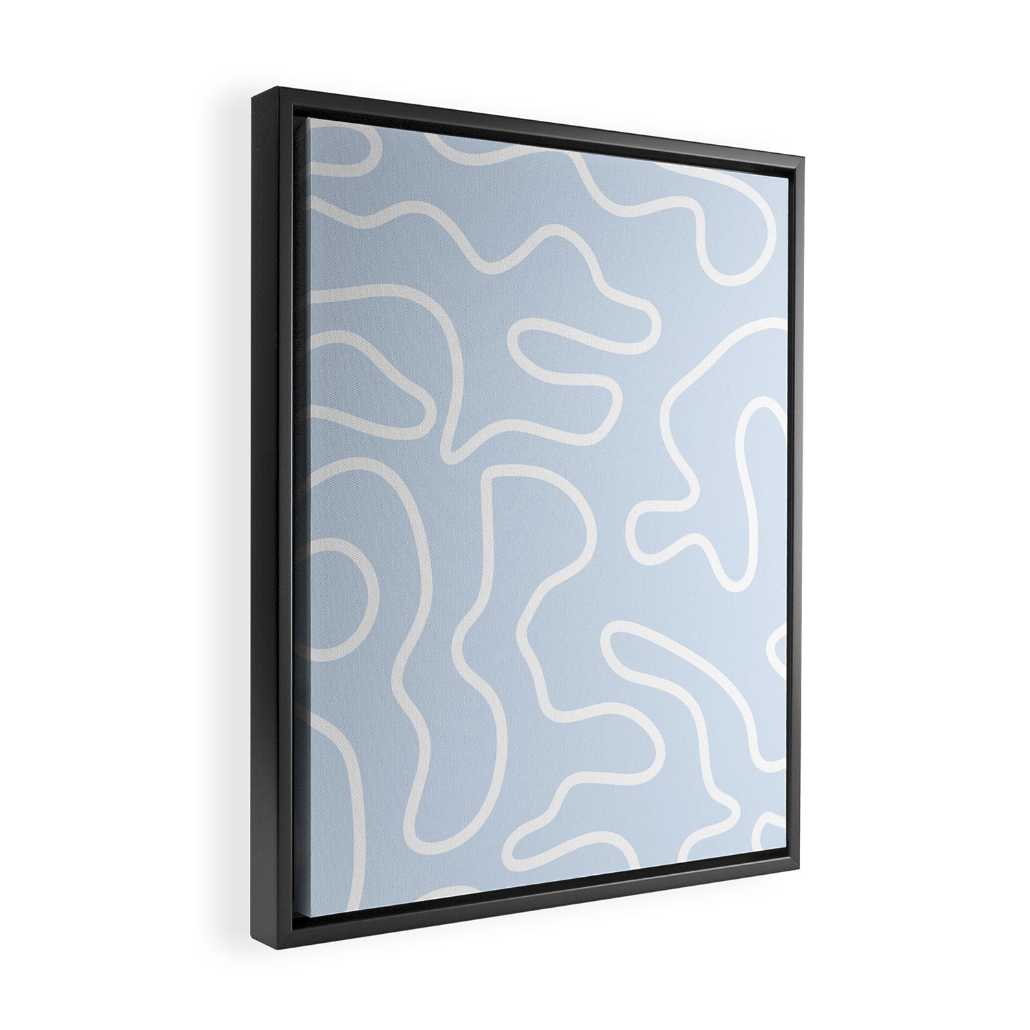 Pastel Squiggle Maze Abstract Minimalist Pale Light Blue Pattern Framed Canvas Print Gallery Image 2