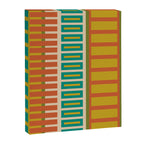 Mid Century Modern Block Stripes Vertical Pattern in Muted Retro Olive, Turquoise Teal, Mustard, Spiced Orange, and Beige  Canvas Print Gallery Image 8