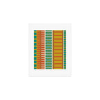 Mid Century Modern Block Stripes Vertical Pattern in Muted Retro Olive, Turquoise Teal, Mustard, Spiced Orange, and Beige  Art Print Gallery Image 1