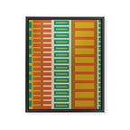 Mid Century Modern Block Stripes Vertical Pattern in Muted Retro Olive, Turquoise Teal, Mustard, Spiced Orange, and Beige  Framed Canvas Print Gallery Image 8
