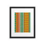 Mid Century Modern Block Stripes Vertical Pattern in Muted Retro Olive, Turquoise Teal, Mustard, Spiced Orange, and Beige  Framed Art Print Gallery Image 6