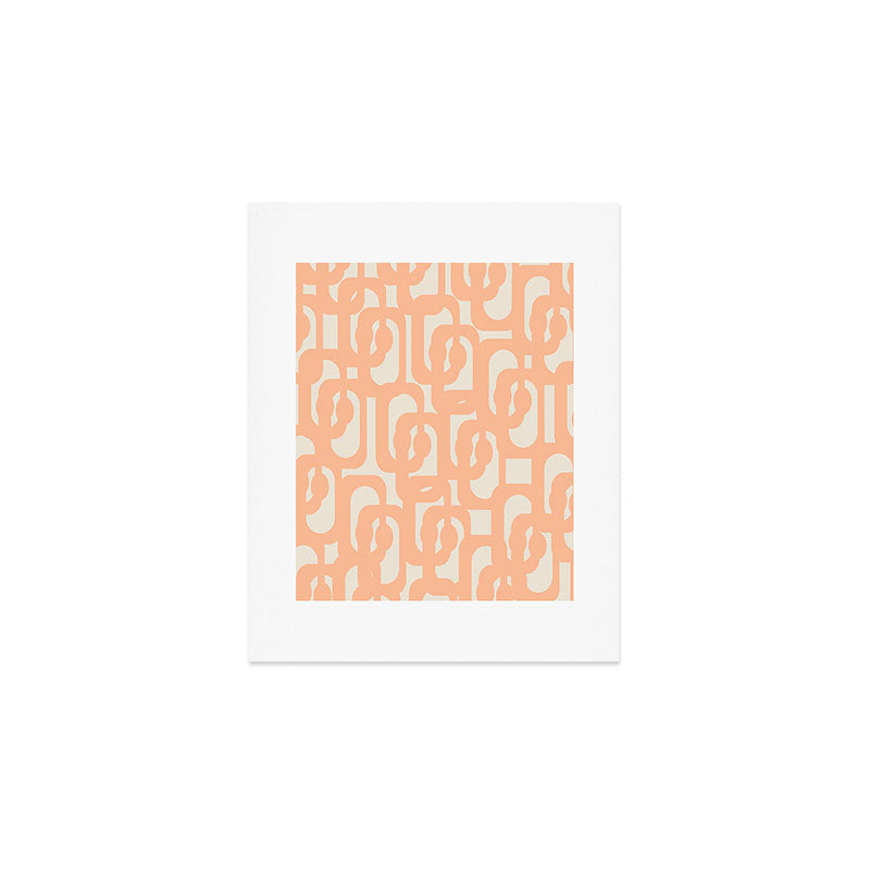Peach Mid Century Modern Loop Pattern Art Print Gallery Image 1