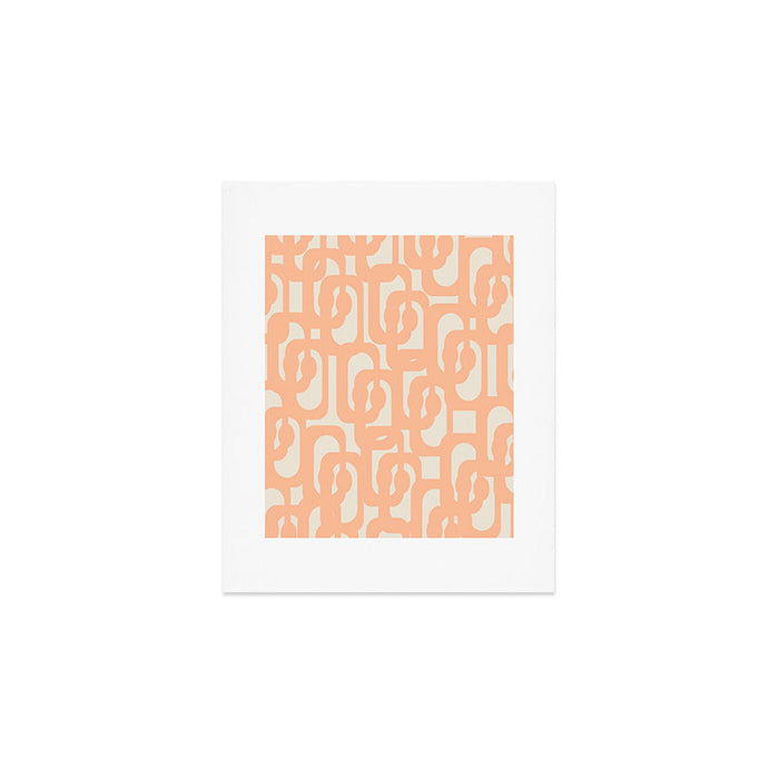 Peach Mid Century Modern Loop Pattern Art Print Gallery Image 1