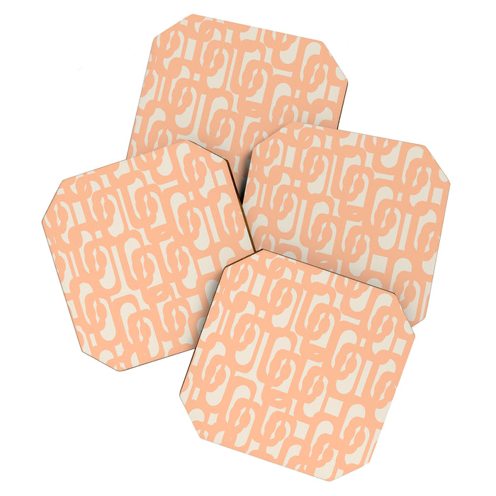Peach Mid Century Modern Loop Pattern Coaster Gallery Image 1