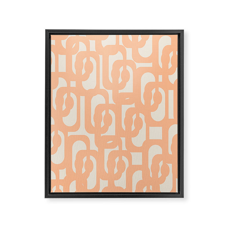 Peach Mid Century Modern Loop Pattern Framed Canvas Print Gallery Image 8