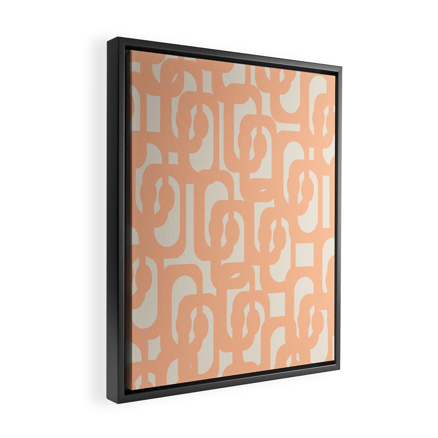 Peach Mid Century Modern Loop Pattern Framed Canvas Print Gallery Image 2