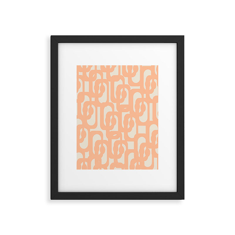 Peach Mid Century Modern Loop Pattern Framed Art Print Gallery Image 6