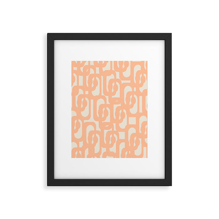 Peach Mid Century Modern Loop Pattern Framed Art Print Gallery Image 1
