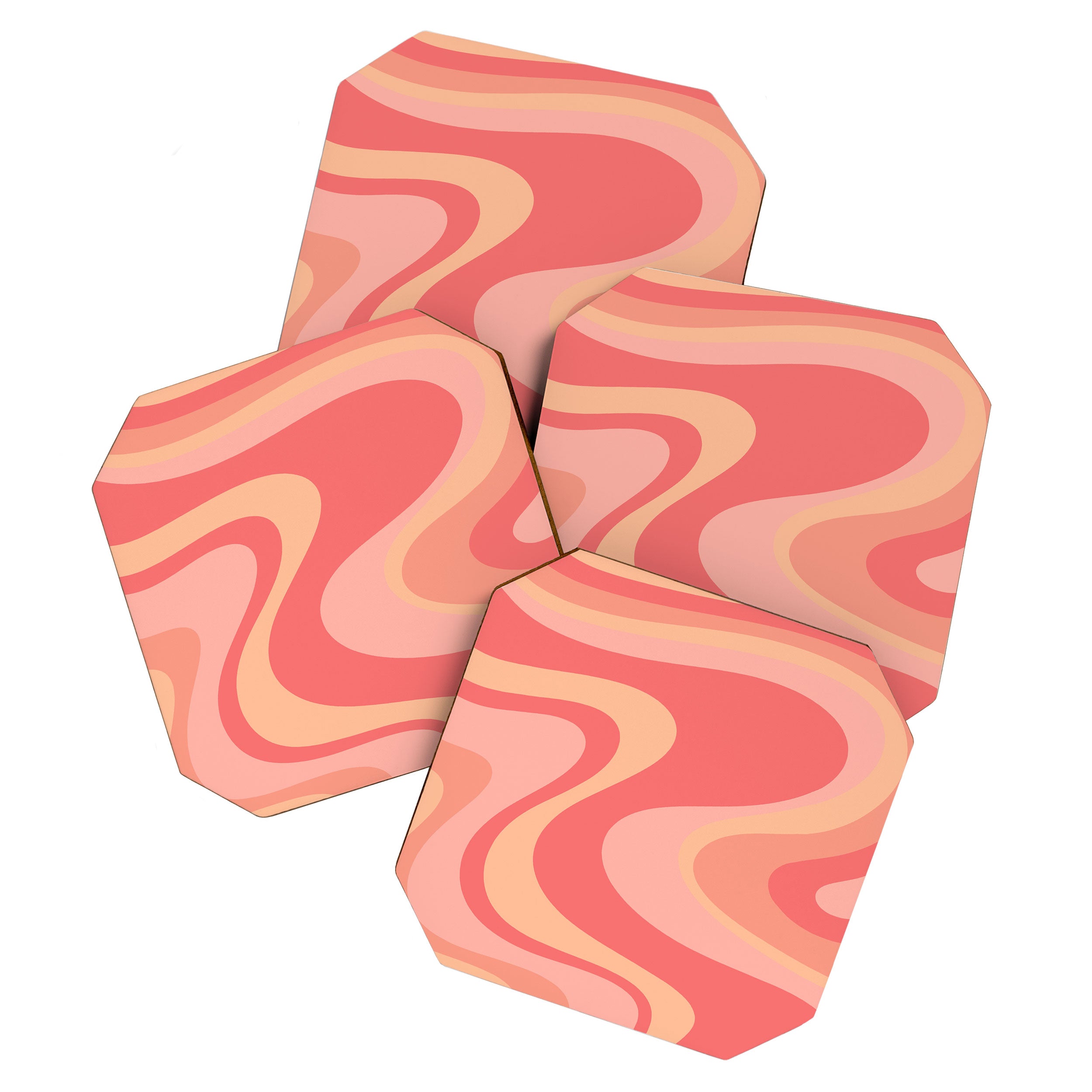 Peach Pink Abstract Trippy Dream Pattern Coaster Gallery Image 1