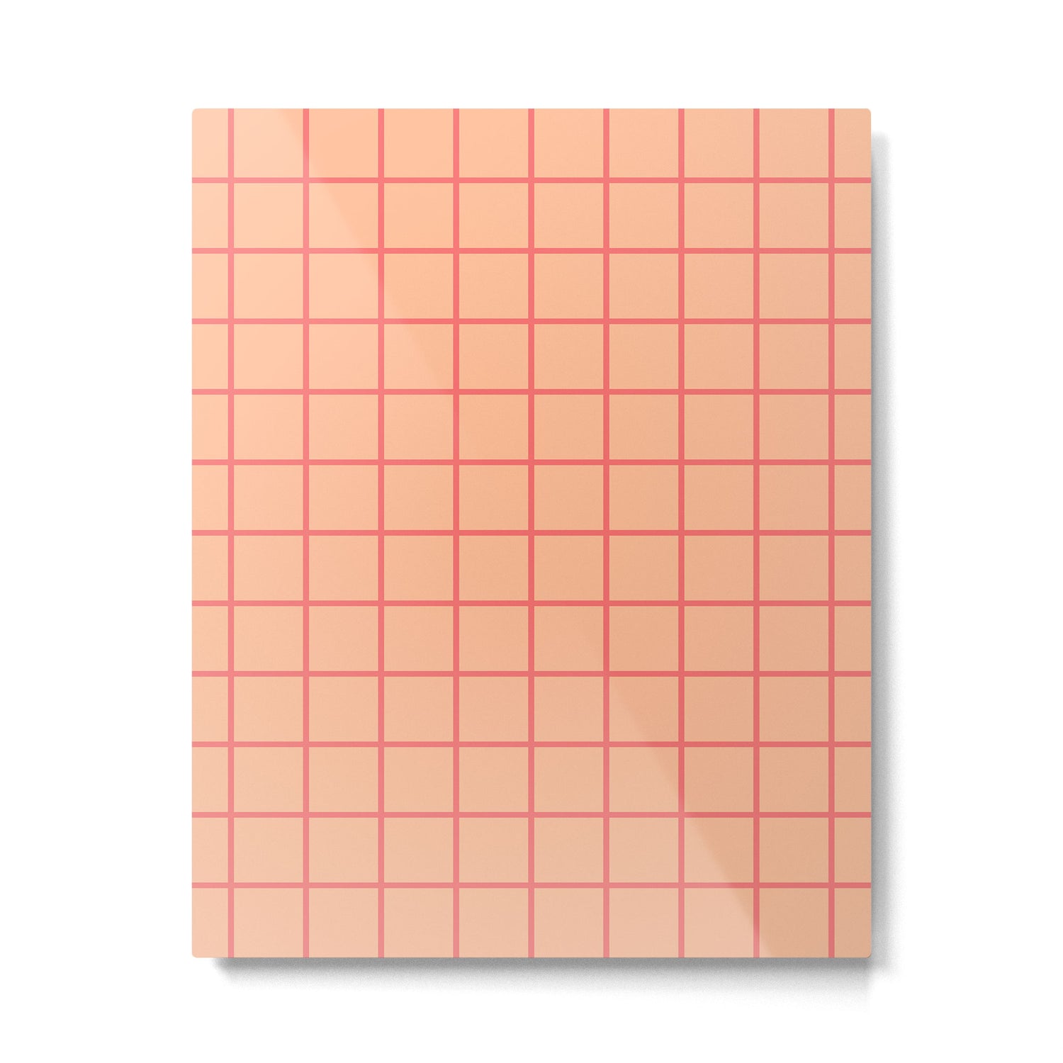 Peach Pink Grid Minimal Geometric Pattern Metal Print Gallery Image 6
