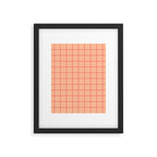 Peach Pink Grid Minimal Geometric Pattern Framed Art Print Gallery Image 6