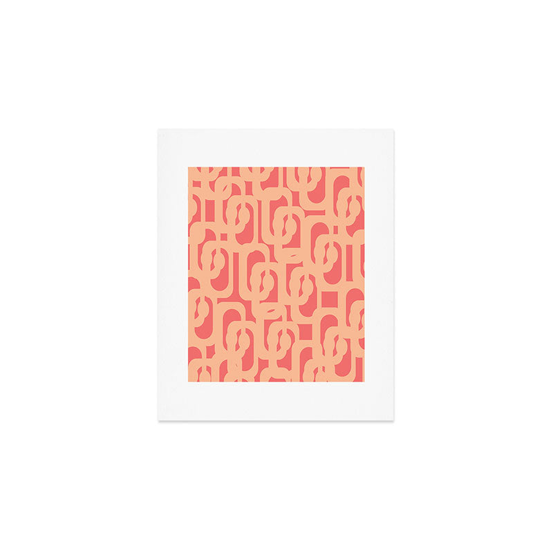 Peach Pink Mid Century Modern Loop Pattern Art Print Gallery Image 1