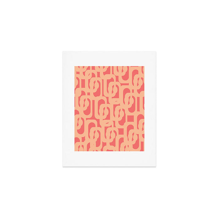 Peach Pink Mid Century Modern Loop Pattern Art Print Gallery Image 1