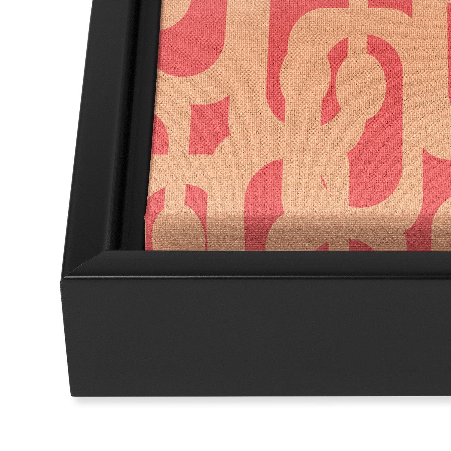 Peach Pink Mid Century Modern Loop Pattern Framed Canvas Print Gallery Image 3
