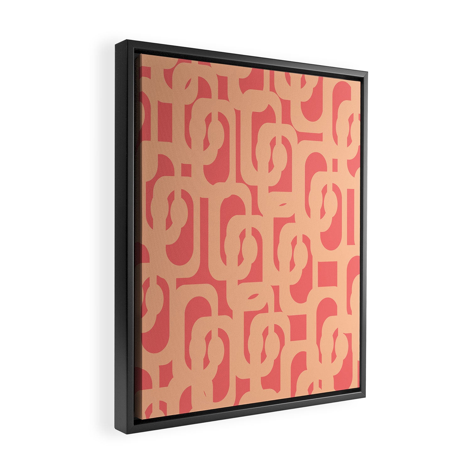 Peach Pink Mid Century Modern Loop Pattern Framed Canvas Print Gallery Image 2