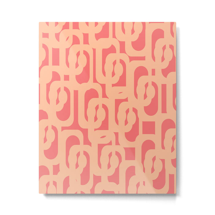 Peach Pink Mid Century Modern Loop Pattern Metal Print Gallery Image 1