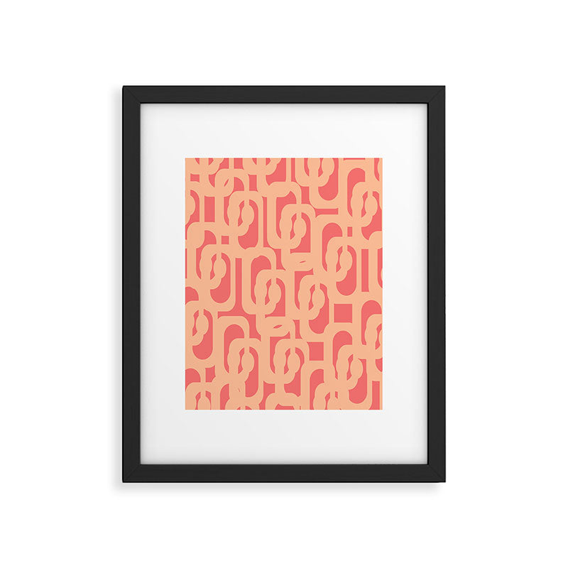 Peach Pink Mid Century Modern Loop Pattern Framed Art Print Gallery Image 6