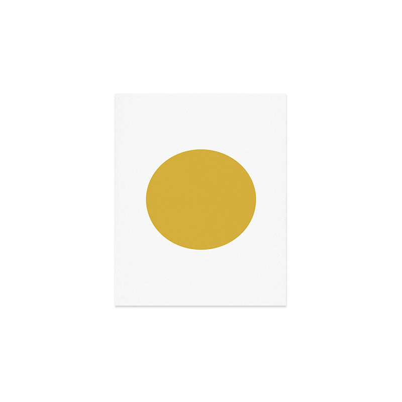 Perfection. Mustard Yellow Sun Dot on White Art Print Gallery Image 1
