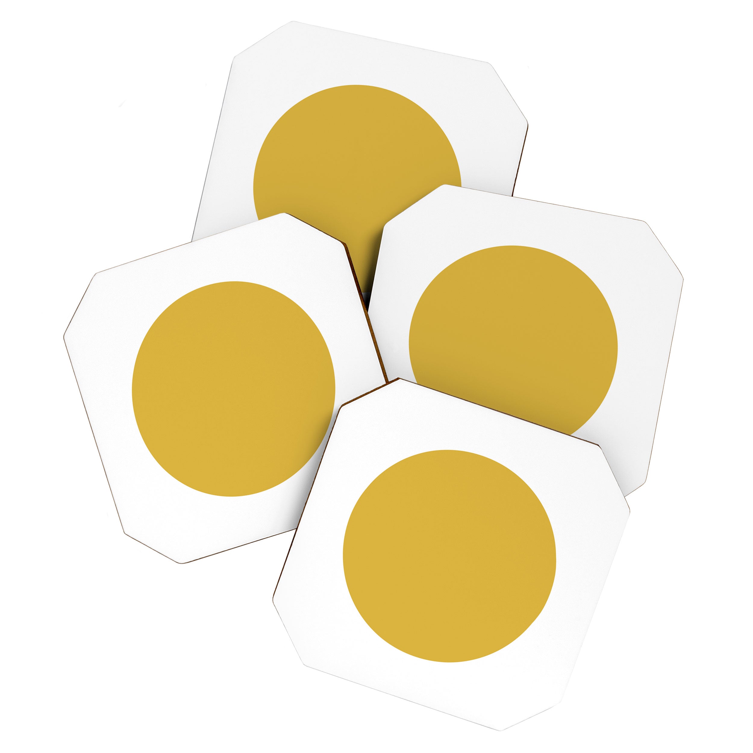Perfection. Mustard Yellow Sun Dot on White Coaster Gallery Image 1