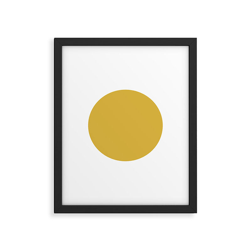 Perfection. Mustard Yellow Sun Dot on White Framed Art Print Gallery Image 6