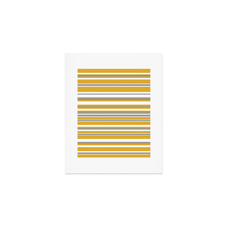 Perfectly Mustard Stripe Pattern with White and Gray Art Print Gallery Image 1