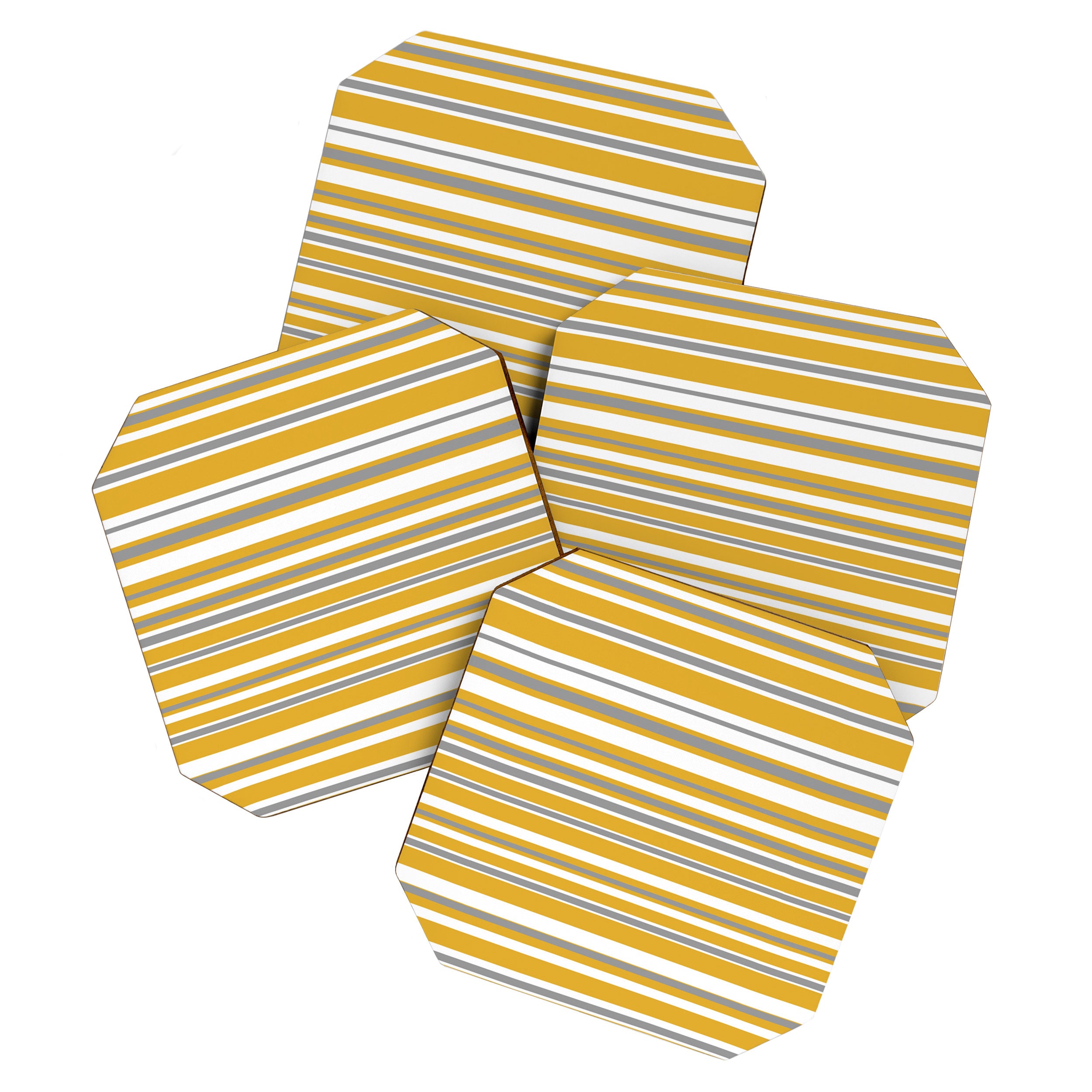 Perfectly Mustard Stripe Pattern with White and Gray Coaster Gallery Image 1