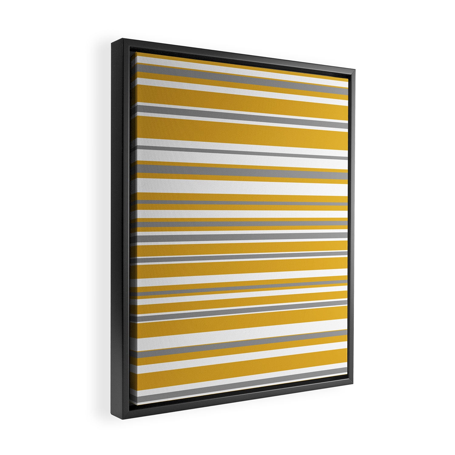 Perfectly Mustard Stripe Pattern with White and Gray Framed Canvas Print Gallery Image 2