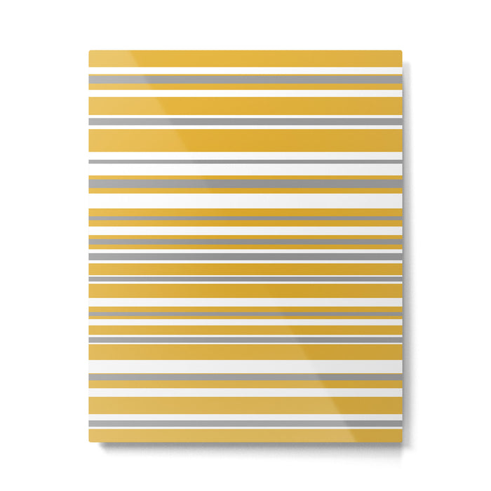 Perfectly Mustard Stripe Pattern with White and Gray Metal Print Gallery Image 1