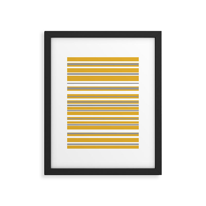 Perfectly Mustard Stripe Pattern with White and Gray Framed Art Print Gallery Image 6