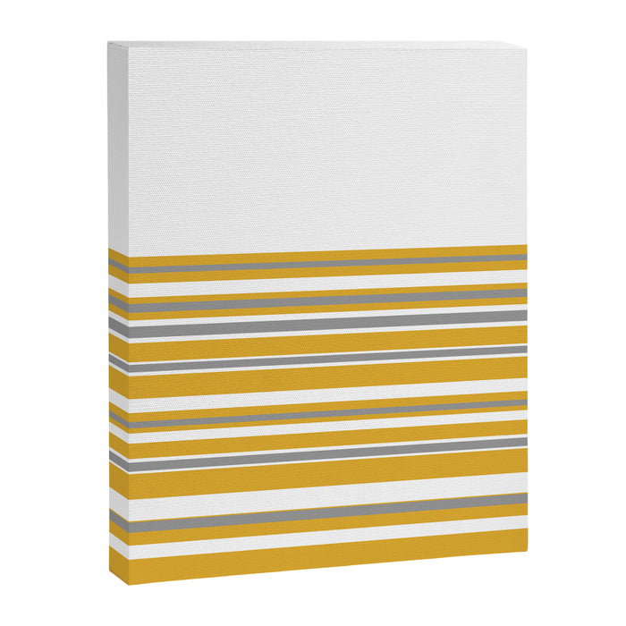 Perfectly Mustard Striped Color Block with White and Gray Canvas Print Gallery Image 1