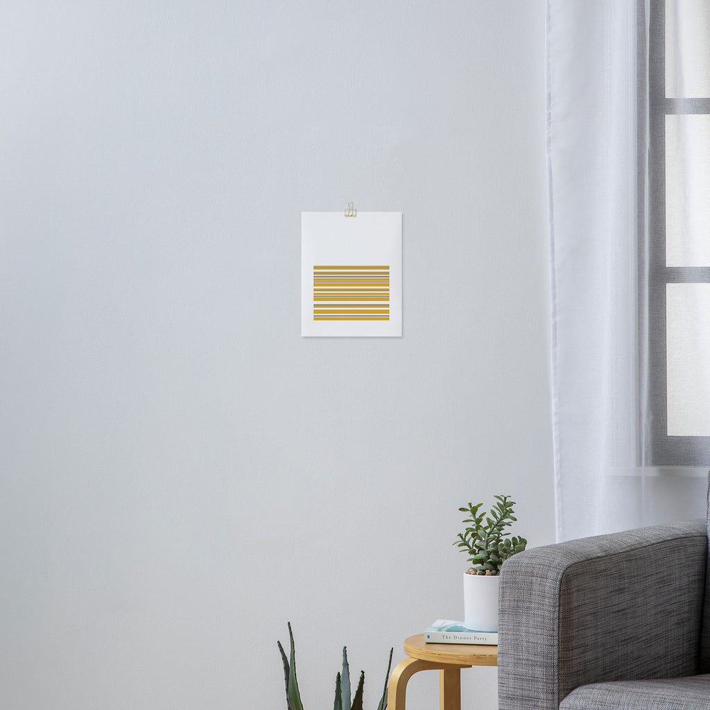 Perfectly Mustard Striped Color Block with White and Gray Art Print Gallery Image 3