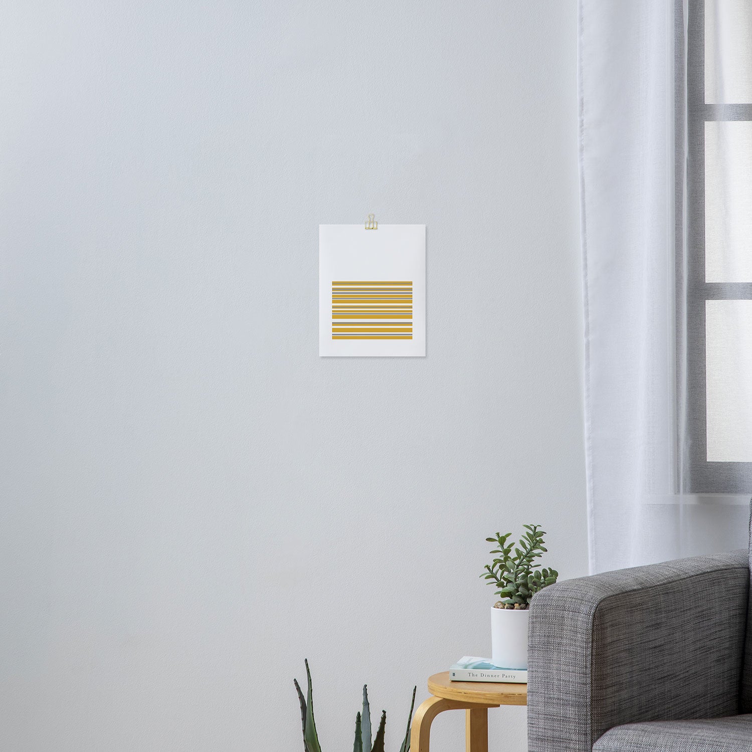 Perfectly Mustard Striped Color Block with White and Gray Art Print Gallery Image 3