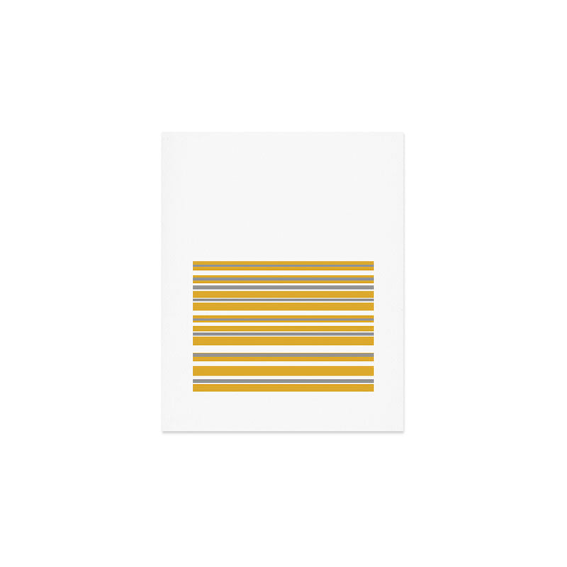 Perfectly Mustard Striped Color Block with White and Gray Art Print Gallery Image 1