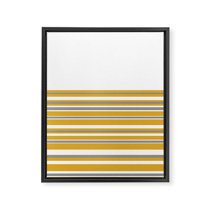Perfectly Mustard Striped Color Block with White and Gray Framed Canvas Print Gallery Image 1