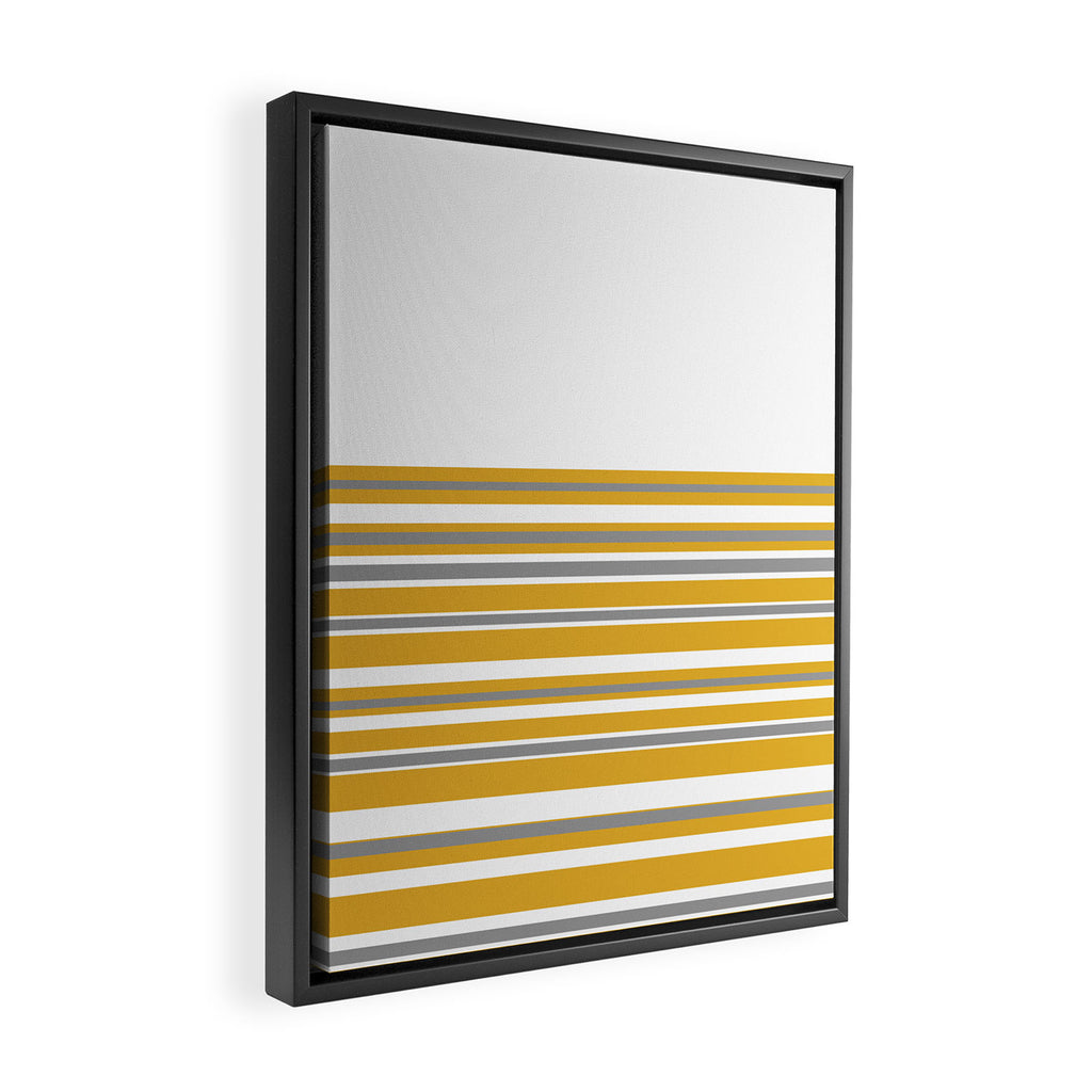 Perfectly Mustard Striped Color Block with White and Gray Framed Canvas Print Gallery Image 2