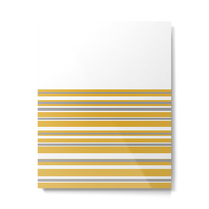 Perfectly Mustard Striped Color Block with White and Gray Metal Print Gallery Image 1