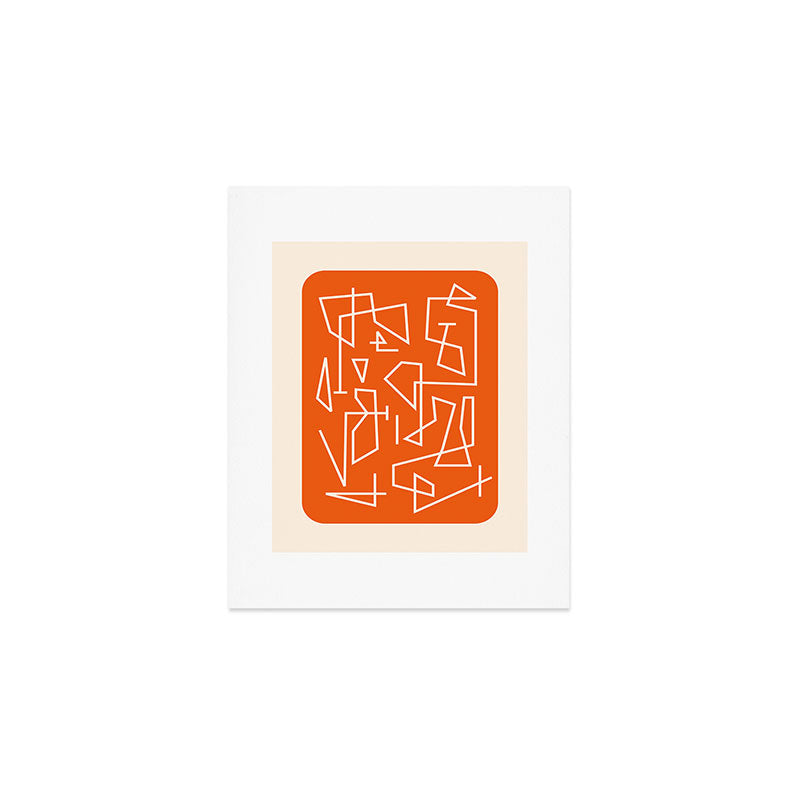 Peripatesis 2 Mid Century Modern Minimalist Line Abstract Orange Art Print Gallery Image 1