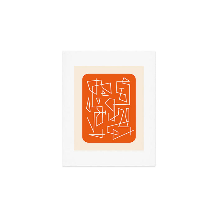 Peripatesis 2 Mid Century Modern Minimalist Line Abstract Orange Art Print Gallery Image 1