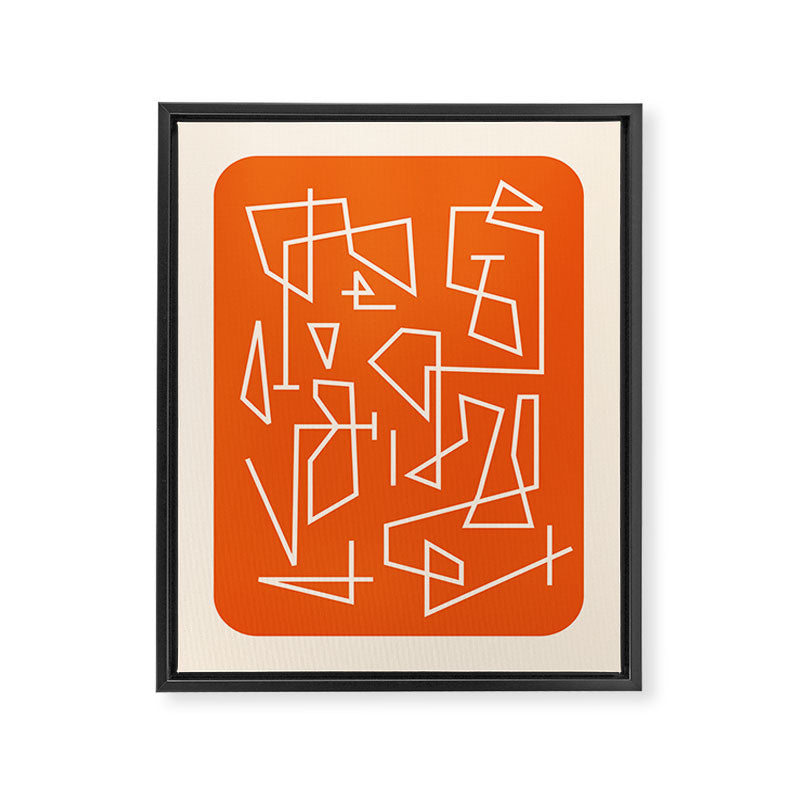 Peripatesis 2 Mid Century Modern Minimalist Line Abstract Orange Framed Canvas Print Gallery Image 6
