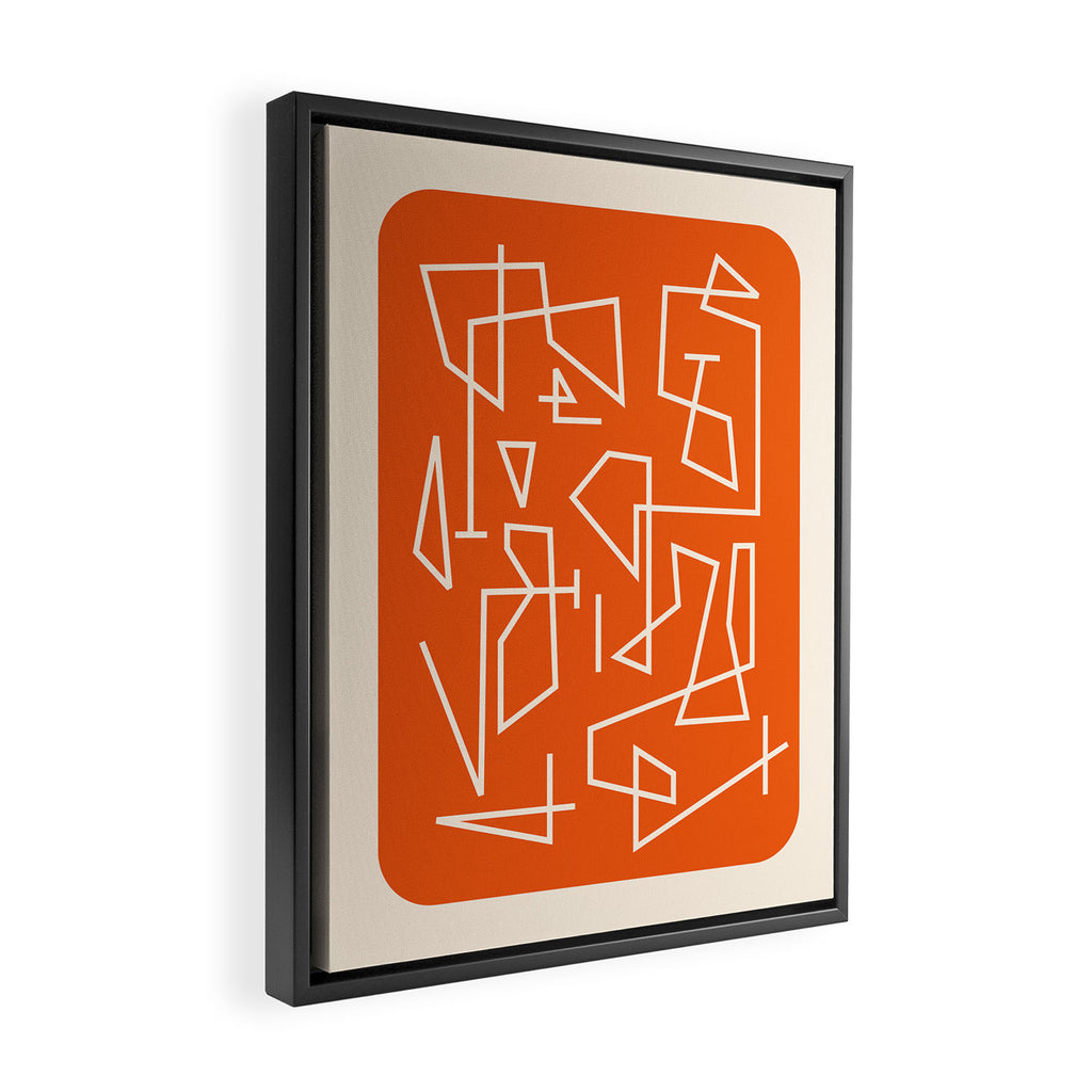 Peripatesis 2 Mid Century Modern Minimalist Line Abstract Orange Framed Canvas Print Gallery Image 2