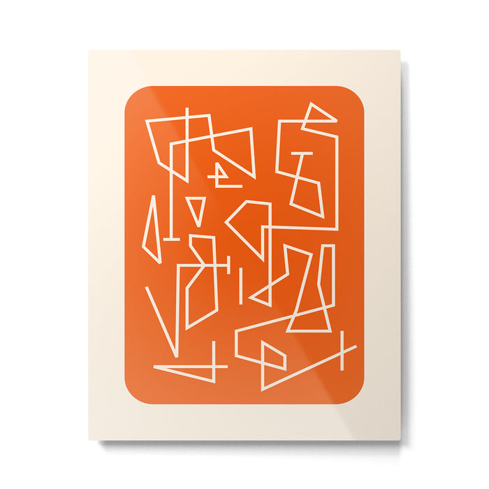 Peripatesis 2 Mid Century Modern Minimalist Line Abstract Orange Metal Print Gallery Image 1