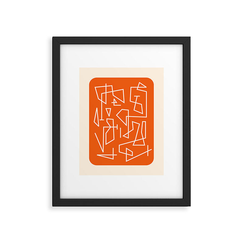 Peripatesis 2 Mid Century Modern Minimalist Line Abstract Orange Framed Art Print Gallery Image 5