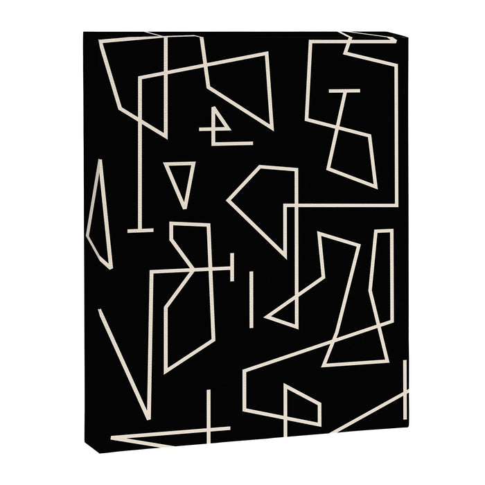Peripatesis Modern Minimalist Abstract Line Art in Black and Almond Cream Canvas Print Gallery Image 1