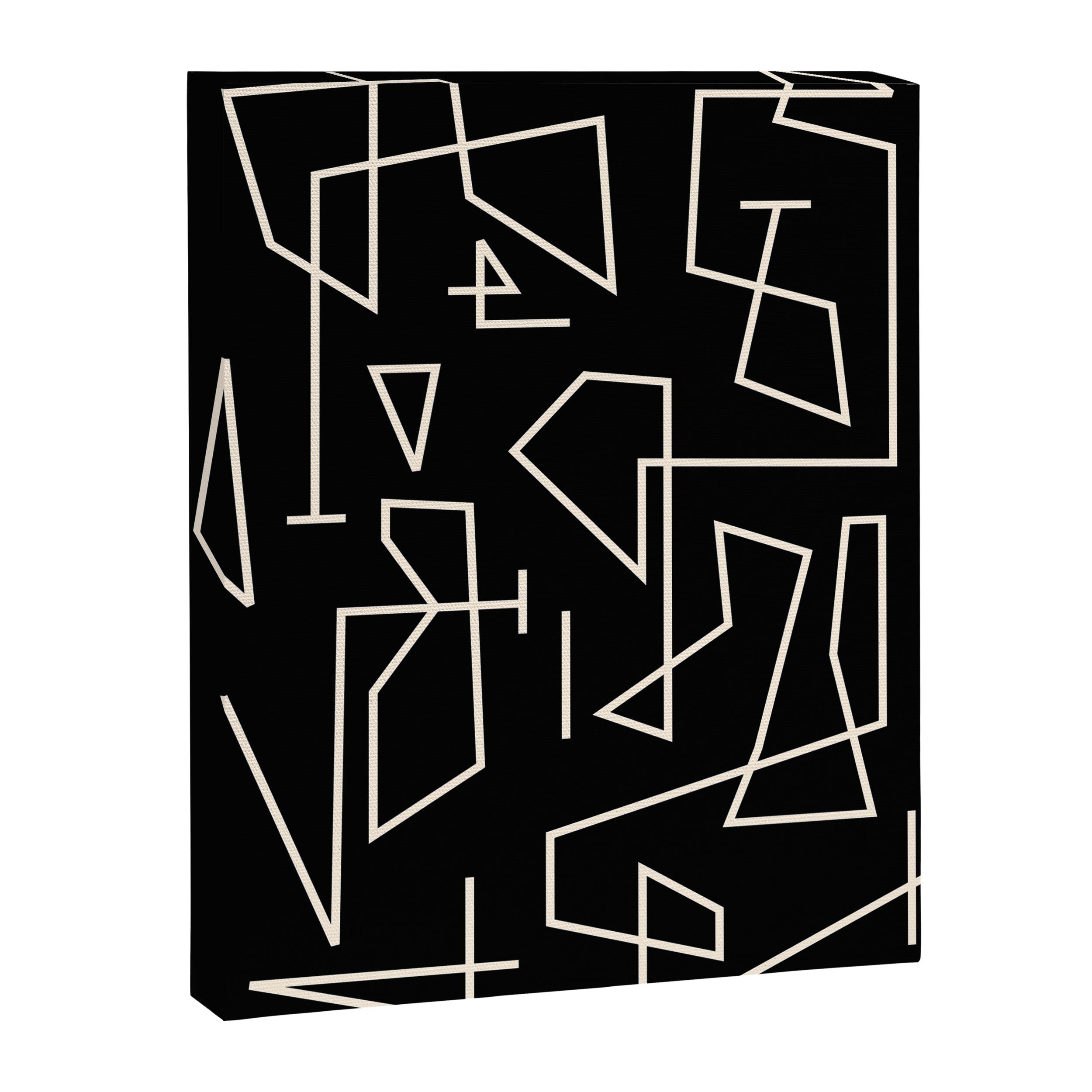 Peripatesis Modern Minimalist Abstract Line Art in Black and Almond Cream Canvas Print Gallery Image 6