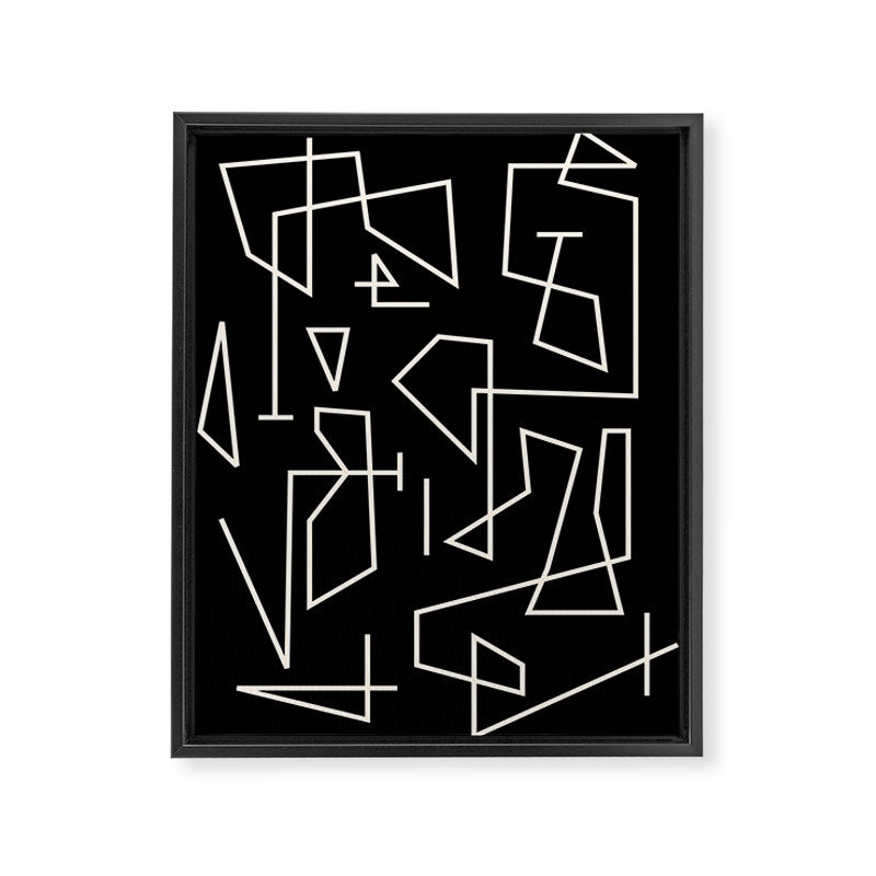 Peripatesis Modern Minimalist Abstract Line Art in Black and Almond Cream Framed Canvas Print Gallery Image 6