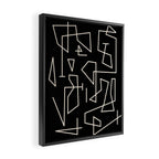 Peripatesis Modern Minimalist Abstract Line Art in Black and Almond Cream Framed Canvas Print Gallery Image 2