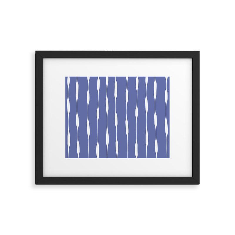 Periwinkle Blue Threaded Stripes Minimalist Modern Pattern Framed Art Print Gallery Image 5