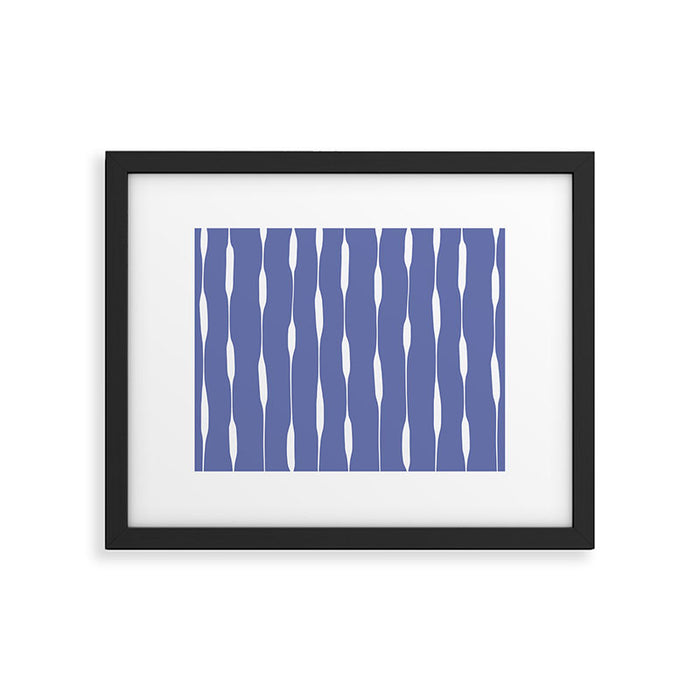 Periwinkle Blue Threaded Stripes Minimalist Modern Pattern Framed Art Print Gallery Image 1